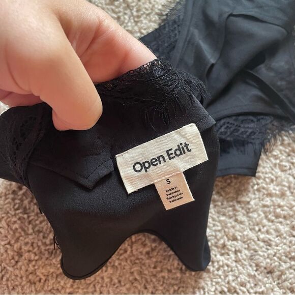 nordstrom open edit black lace silk cami top - Picture 4 of 4